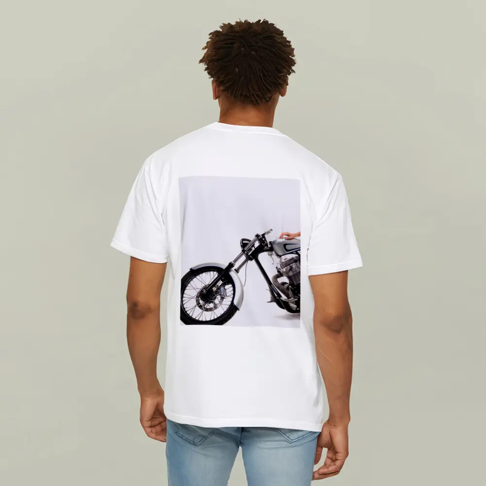 Custom Chopper Motorcycle Blonde Woman White Background – T-Shirts