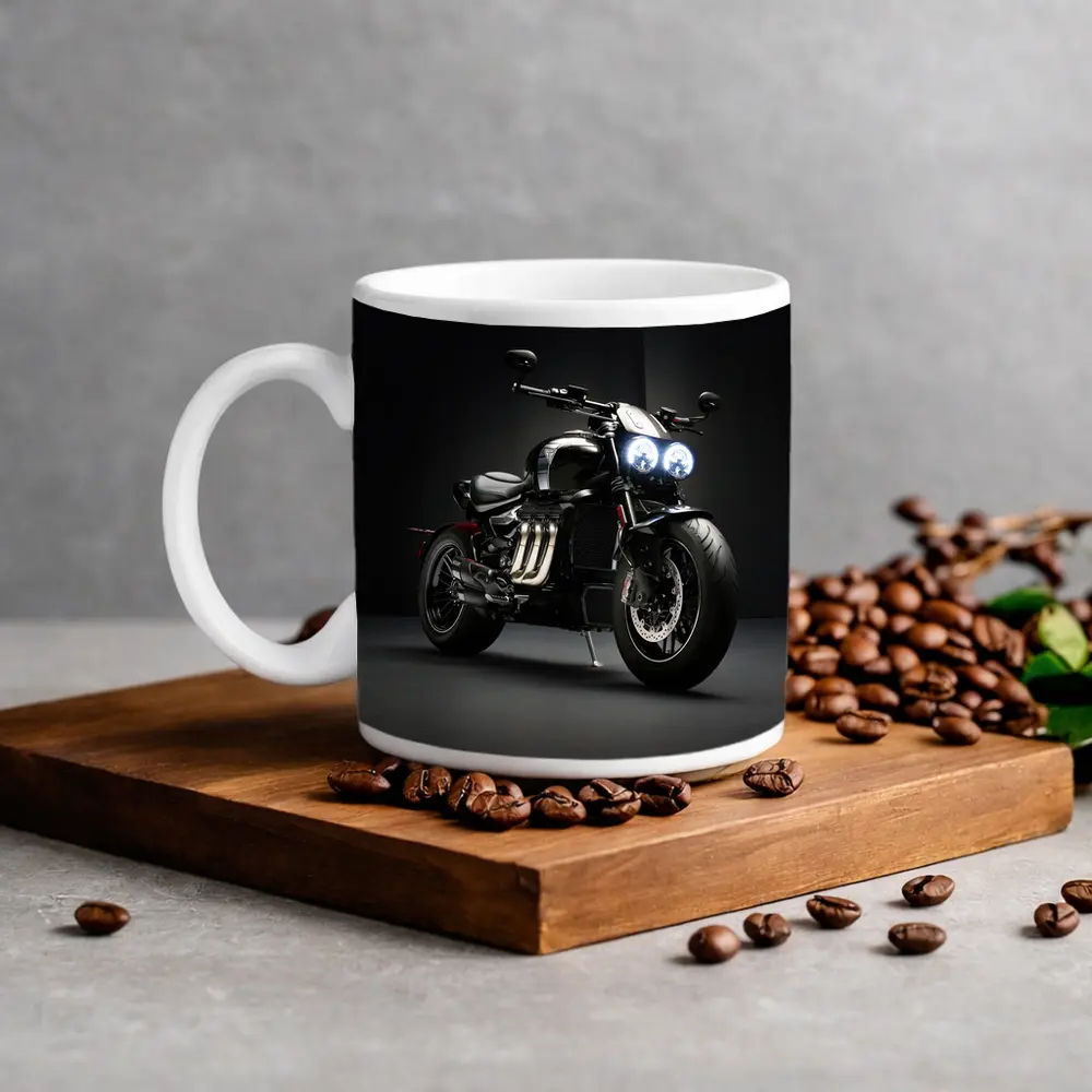 Triumph Rocket Motorcycle Dark Studio Background – Mugs