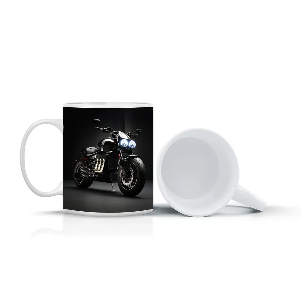 Triumph Rocket Motorcycle Dark Studio Background – Mugs