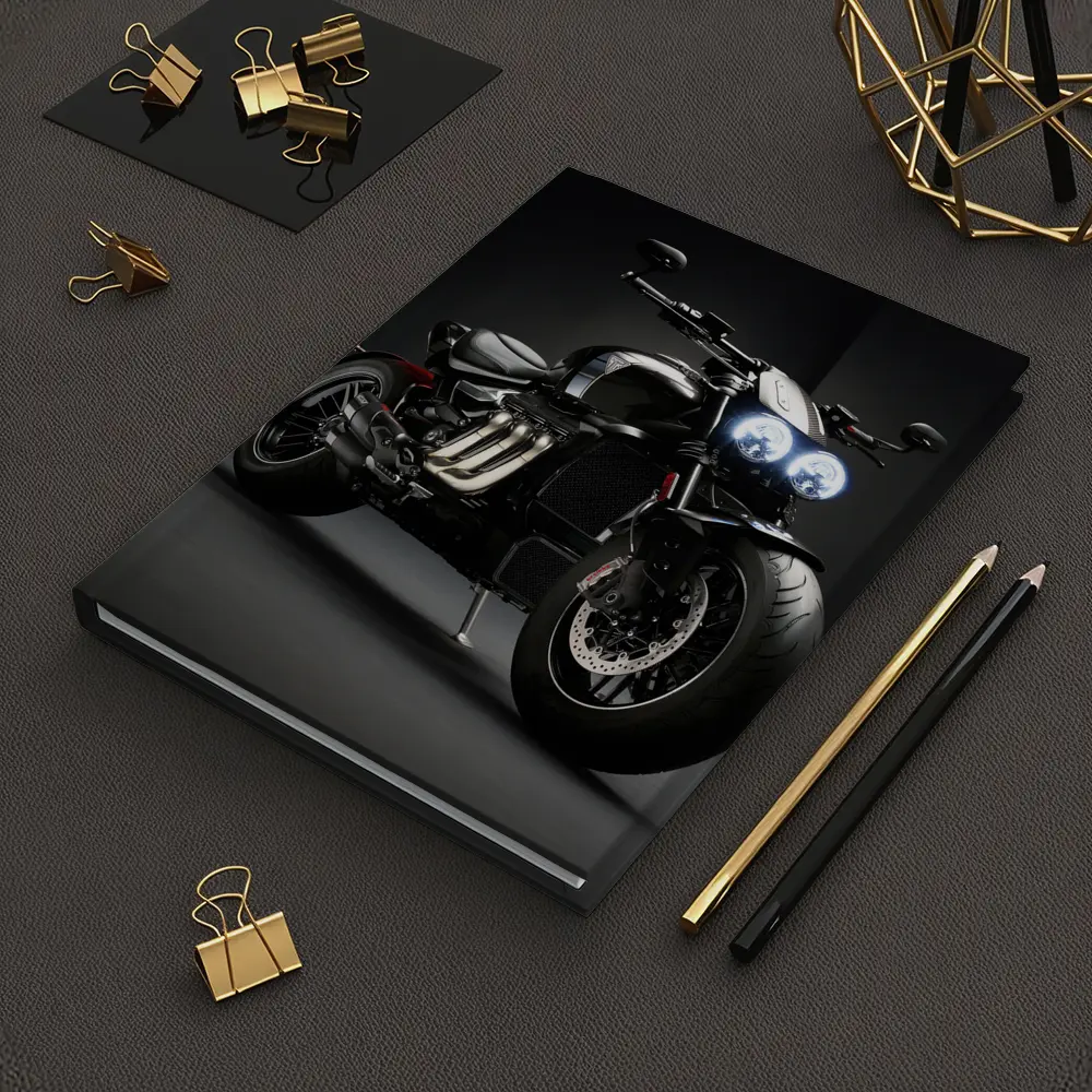 Triumph Rocket Motorcycle Dark Studio Background – Notebooks