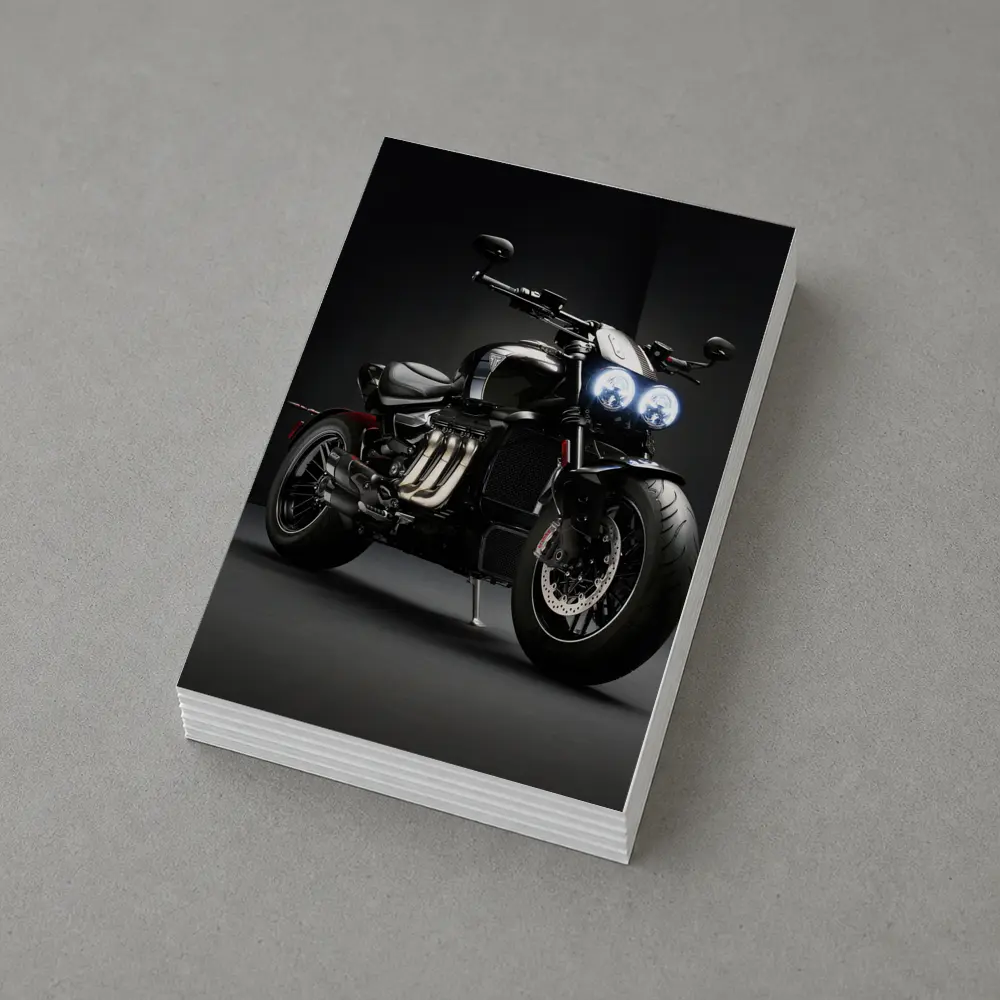 Triumph Rocket Motorcycle Dark Studio Background – Postcards