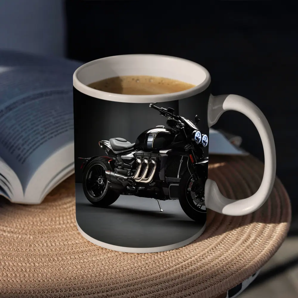 Triumph Rocket Motorcycle Dark Studio Background – Mugs