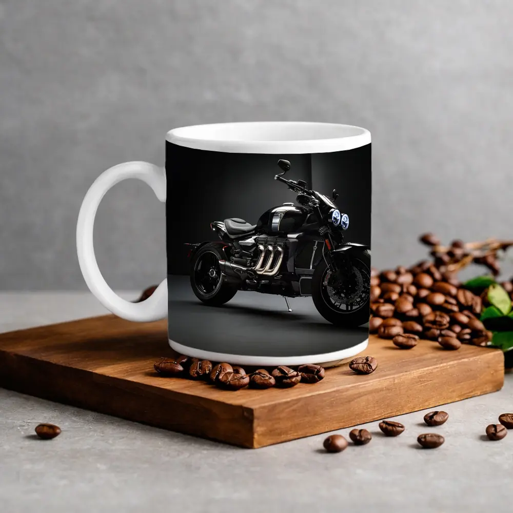 Triumph Rocket Motorcycle Dark Studio Background – Mugs