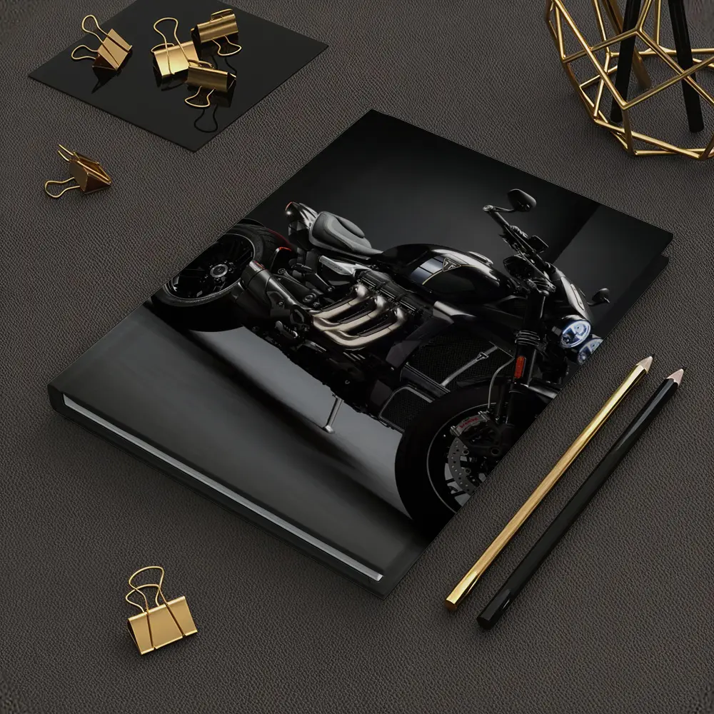 Triumph Rocket Motorcycle Dark Studio Background – Notebooks