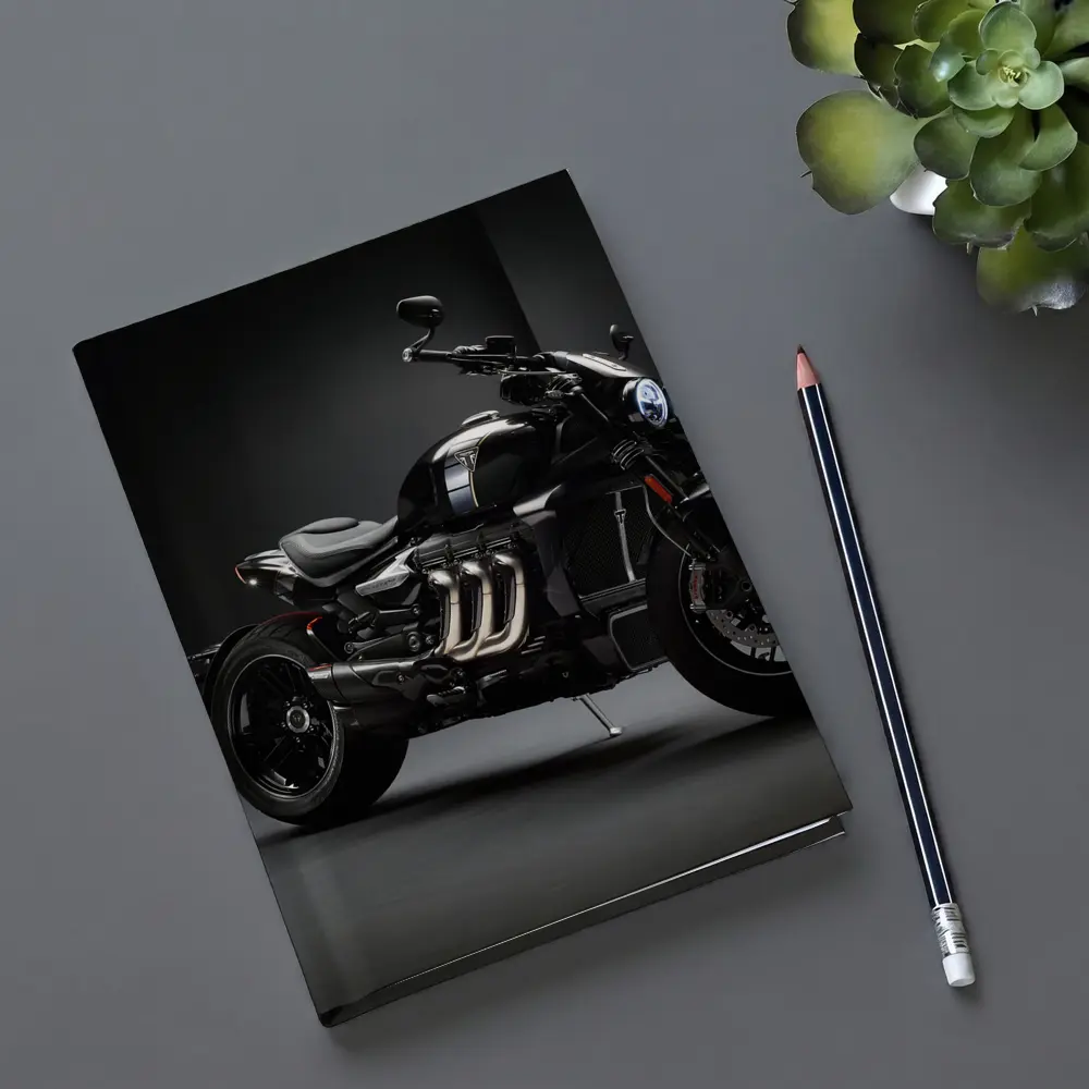 Triumph Rocket Motorcycle Dark Studio Background – Notebooks