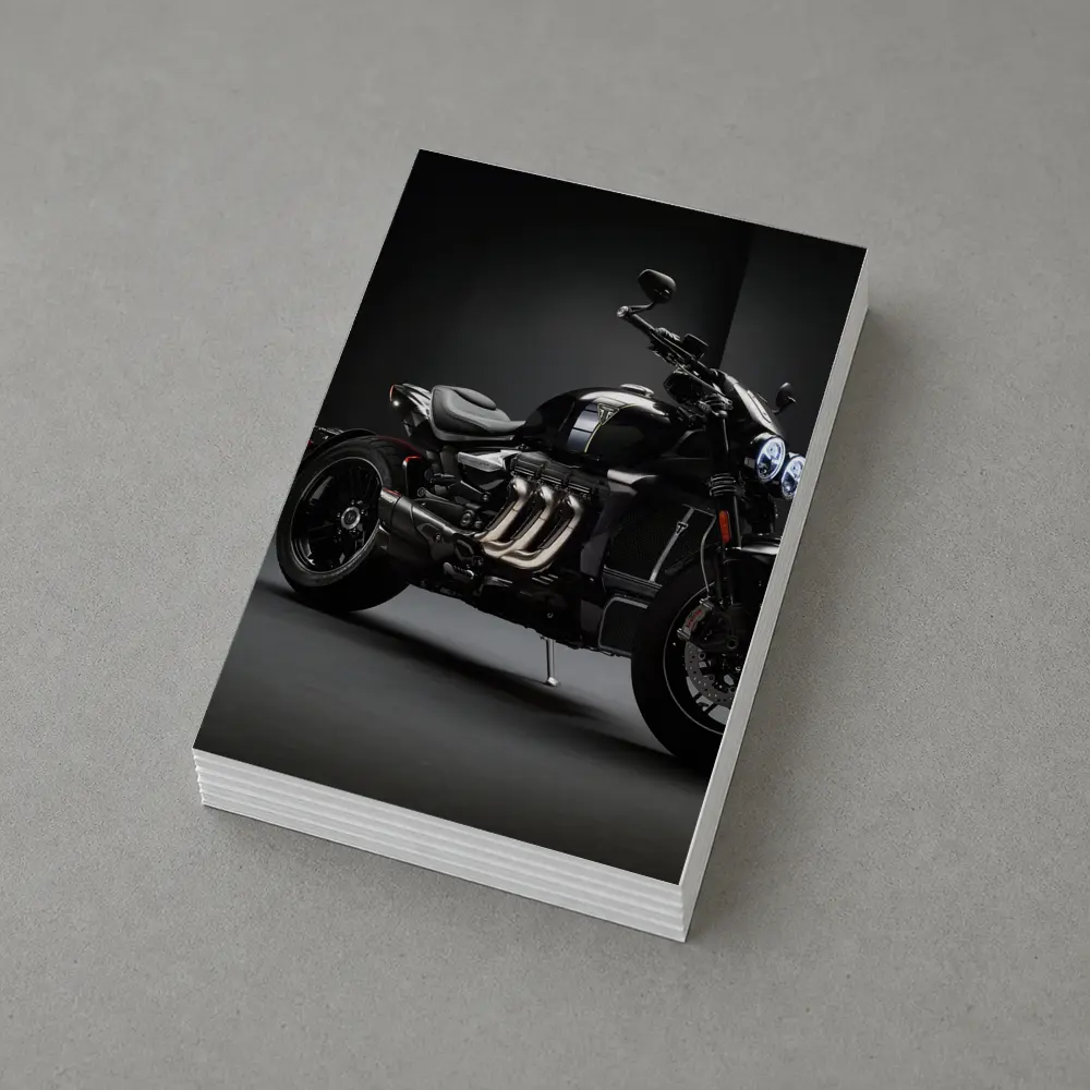 Triumph Rocket Motorcycle Dark Studio Background – Postcards