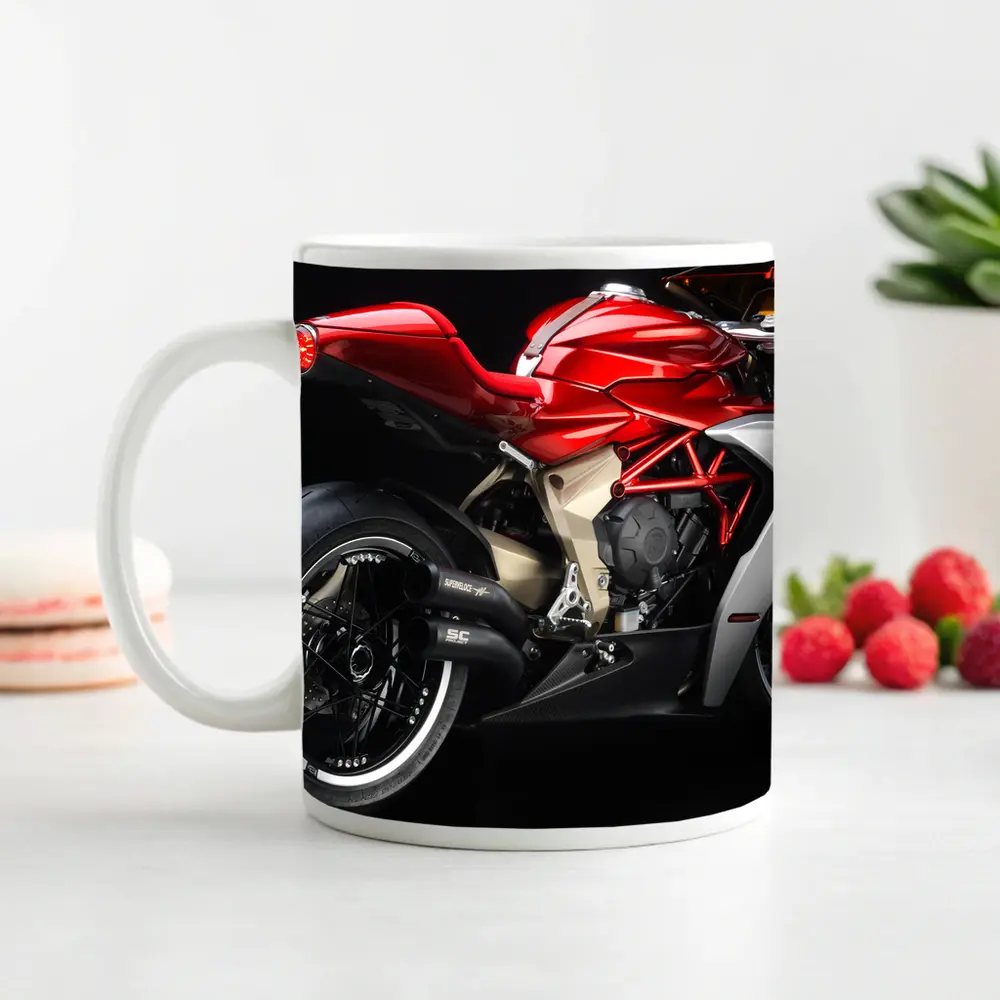 MV Agusta Superveloce Red Motorcycle Dark Background – Mugs