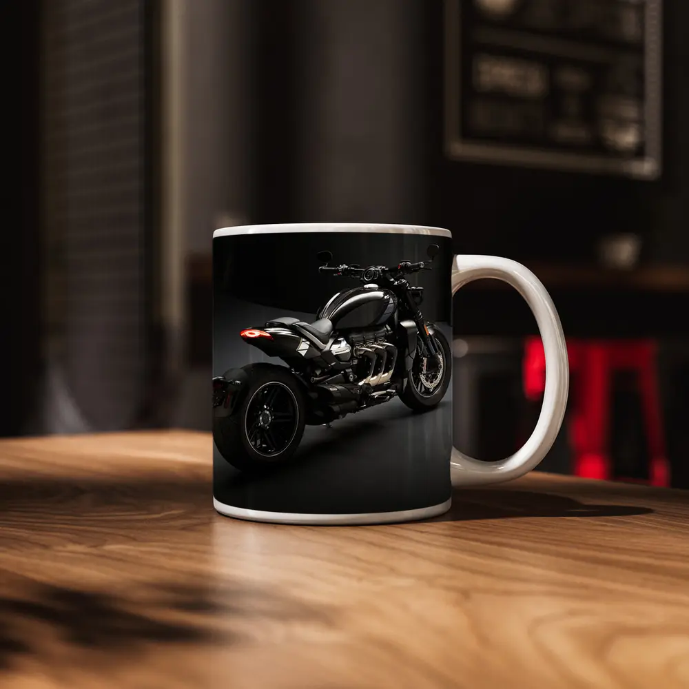 Triumph Rocket Motorcycle Dark Studio Background – Mugs