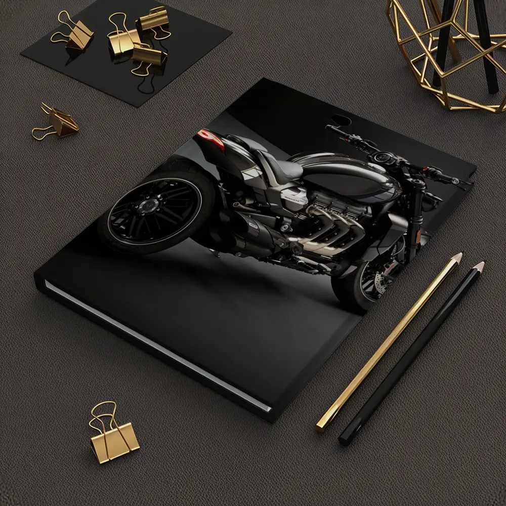 Triumph Rocket Motorcycle Dark Studio Background – Notebooks