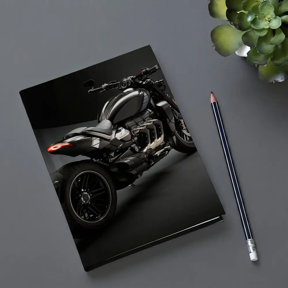 Triumph Rocket Motorcycle Dark Studio Background – Notebooks