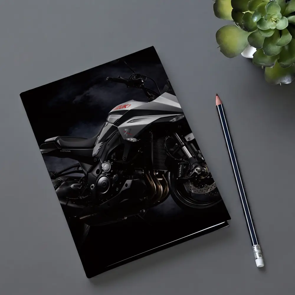 Suzuki Katana Motorcycle Dark Smoky Background – Notebooks