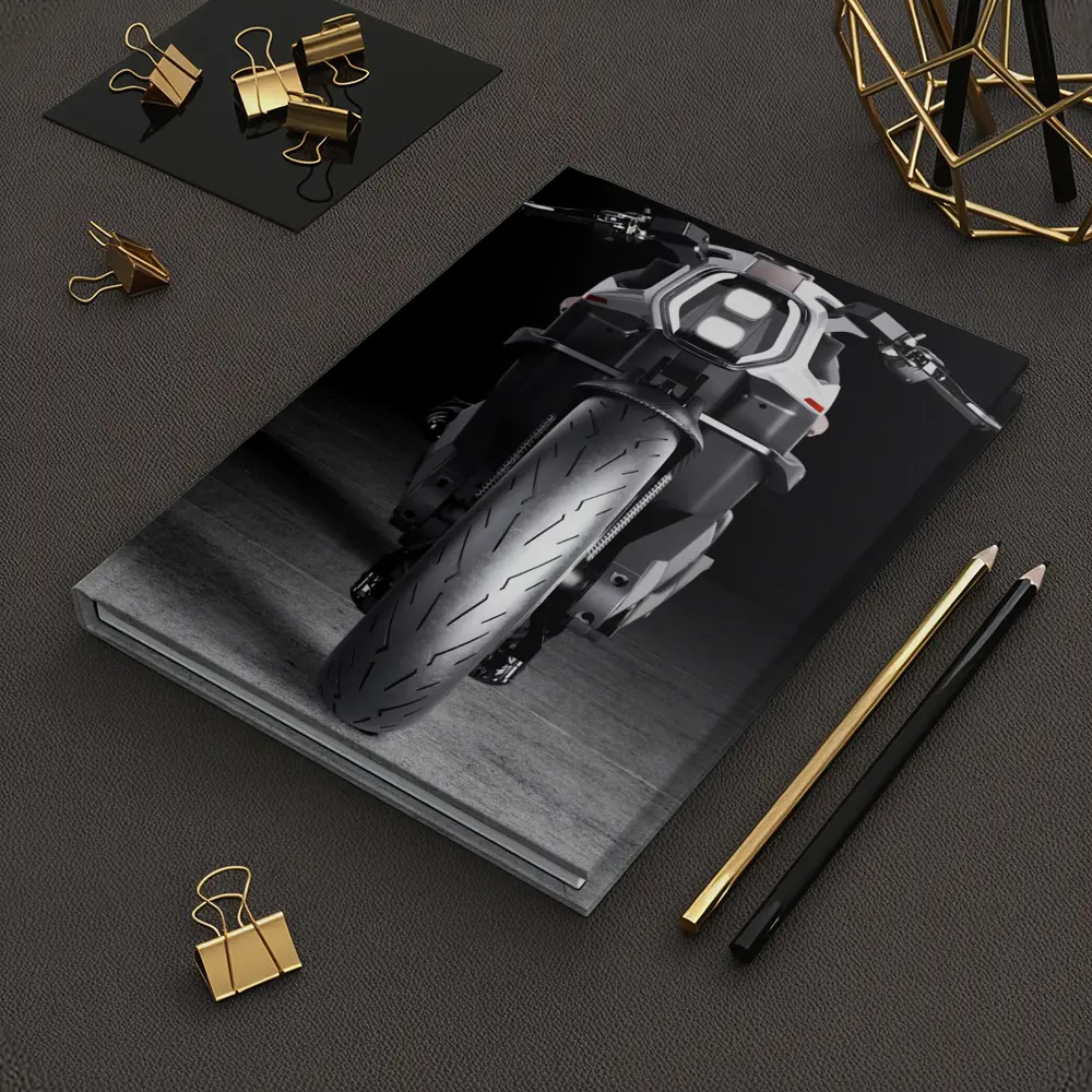 Electric Motorcycle Front View Dark Studio – Notebooks