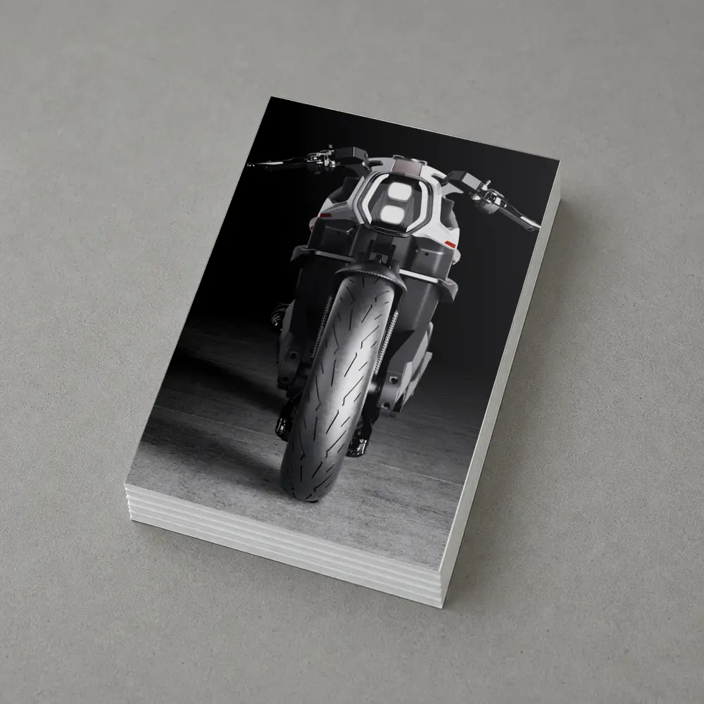 Electric Motorcycle Front View Dark Studio – Postcards