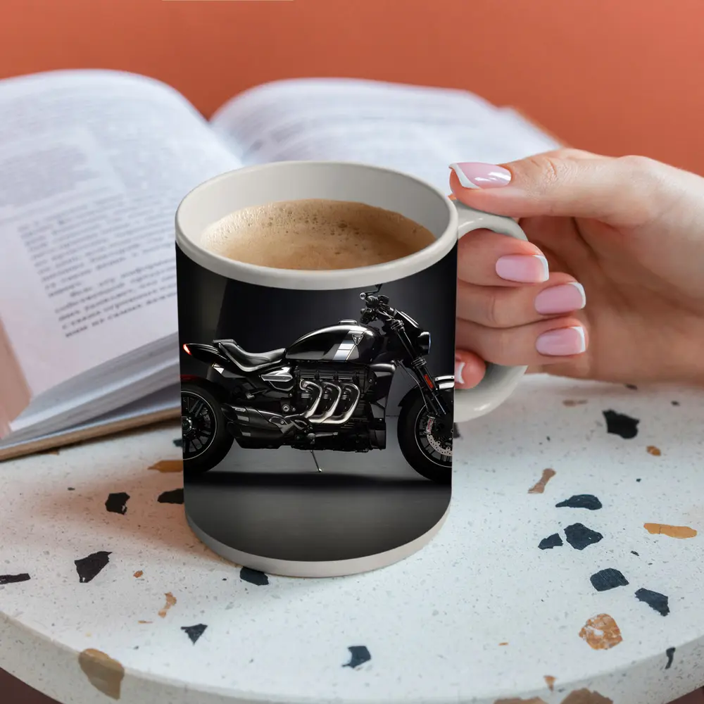 Triumph Rocket Motorcycle Dark Studio Background – Mugs