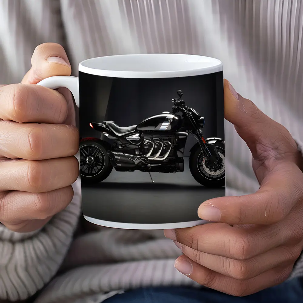 Triumph Rocket Motorcycle Dark Studio Background – Mugs