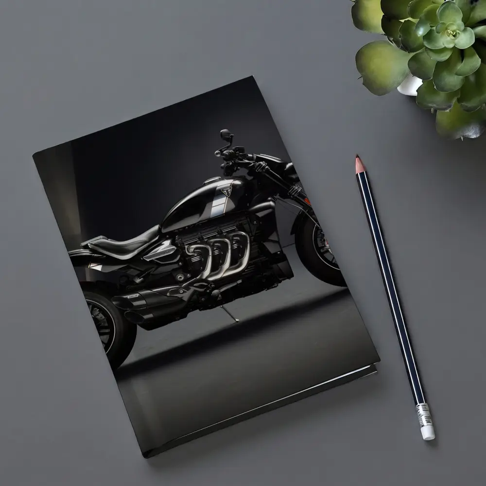 Triumph Rocket Motorcycle Dark Studio Background – Notebooks