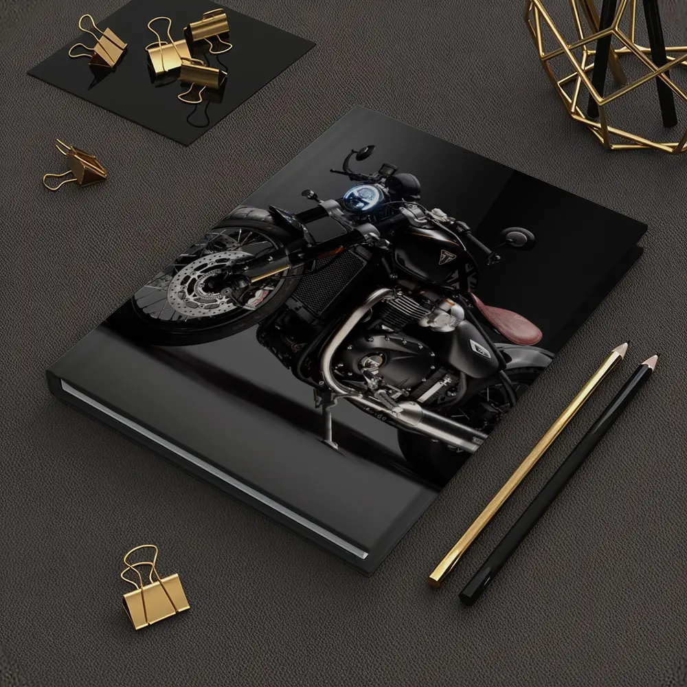 Triumph Bobber Black Motorcycle Dark Studio – Notebooks