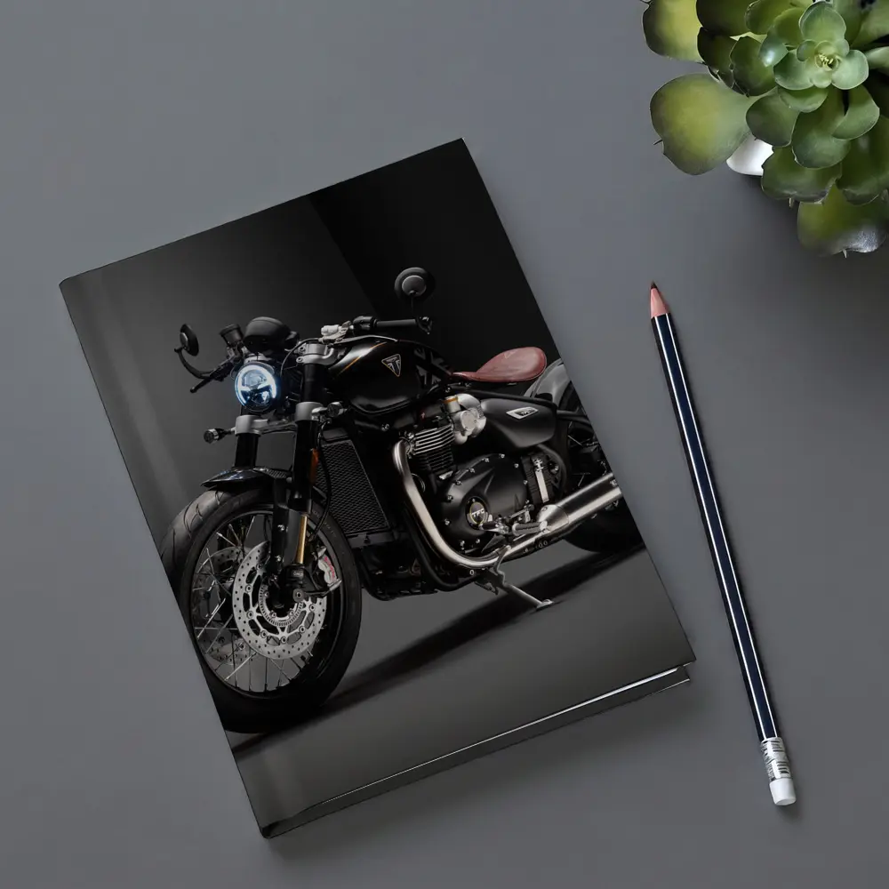 Triumph Bobber Black Motorcycle Dark Studio – Notebooks