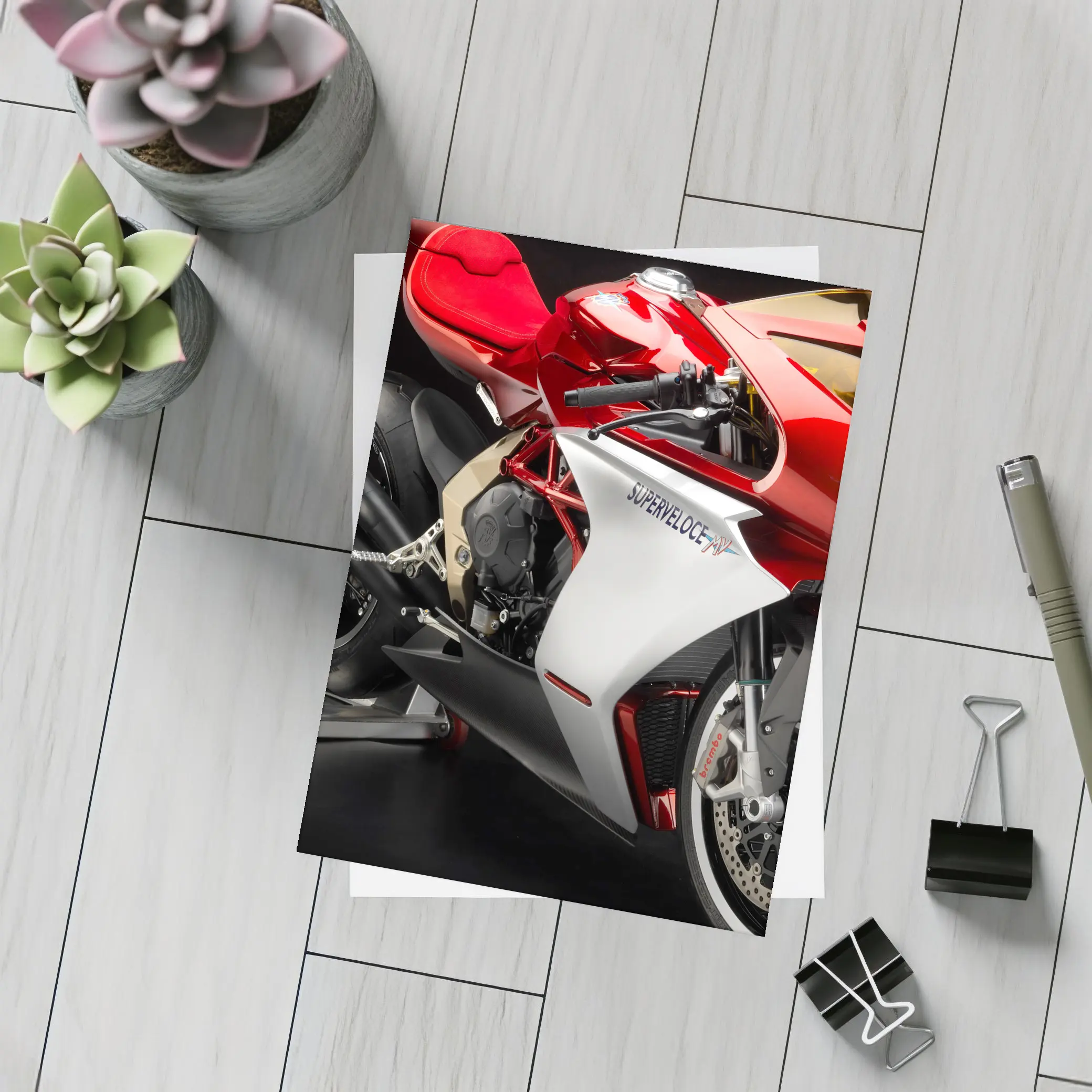 MV Agusta Superveloce Red White Studio – Postcards