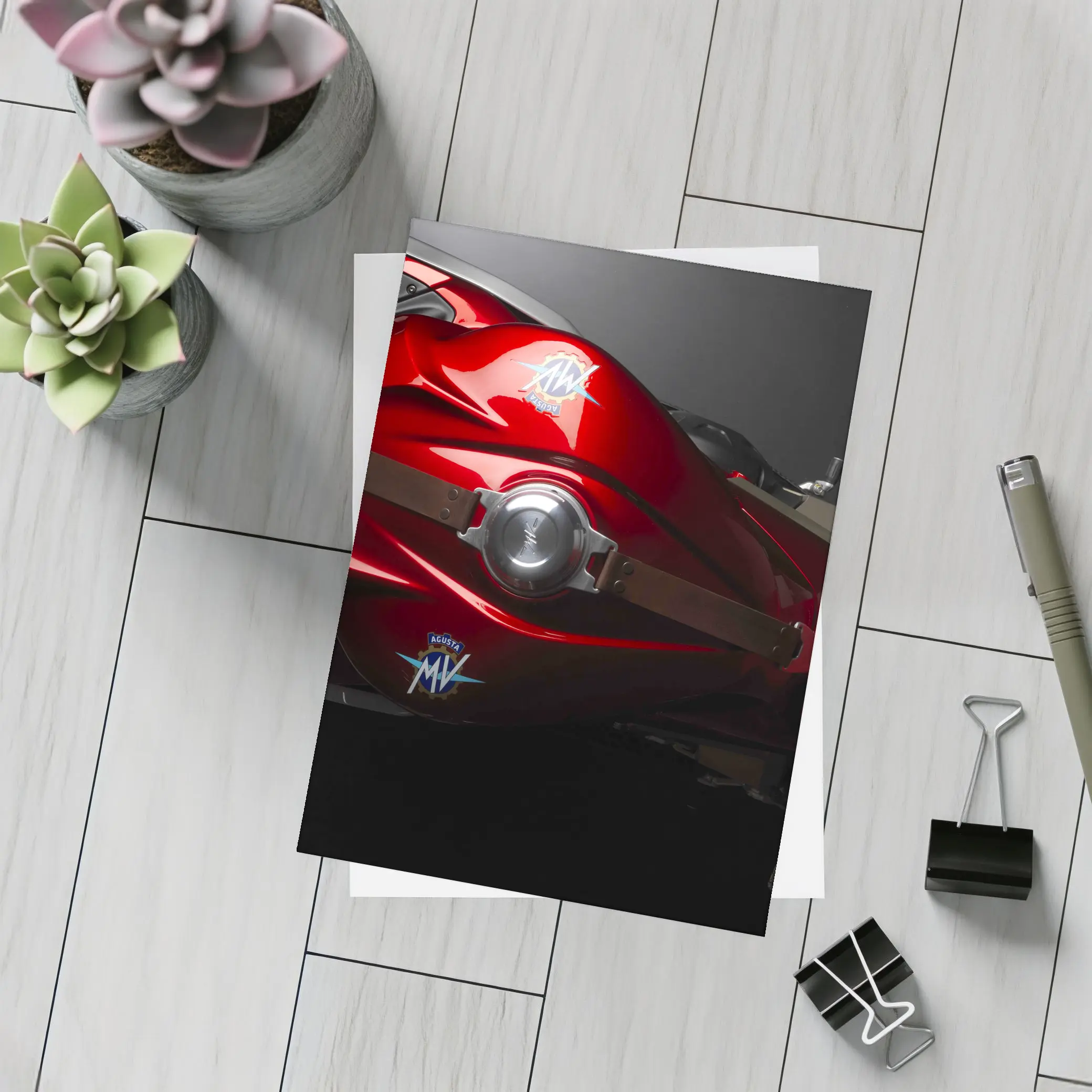 MV Agusta Red Motorcycle Tank Close Up – Postcards