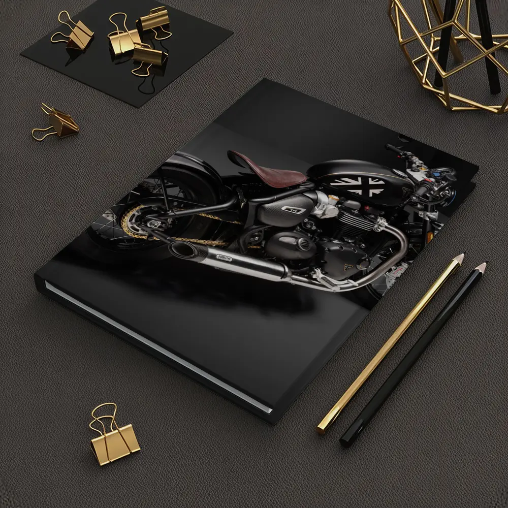 Triumph Bobber Black Motorcycle Dark Studio – Notebooks