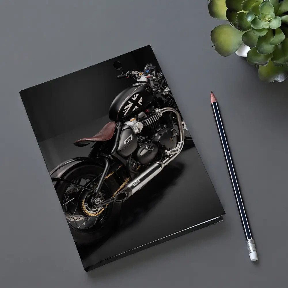 Triumph Bobber Black Motorcycle Dark Studio – Notebooks