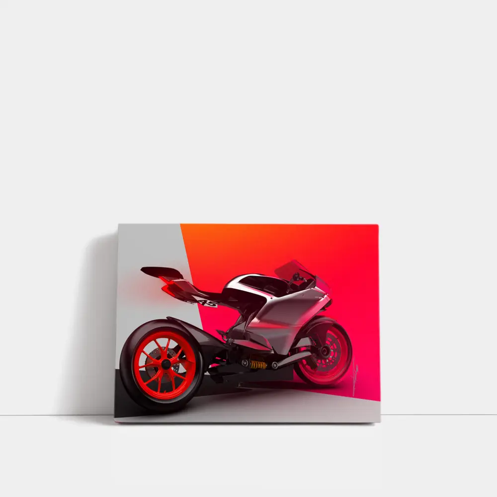 Red Sport Bike Concept Art Bold Background – Wall Art