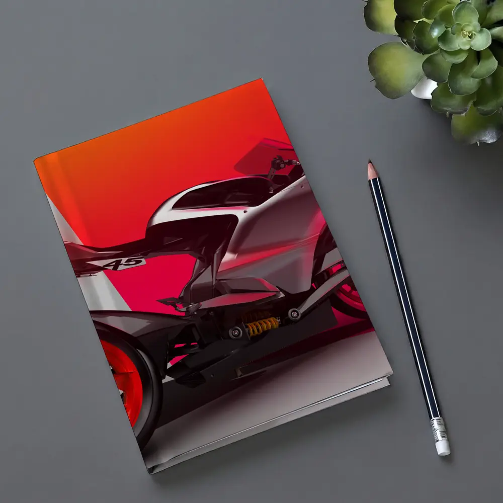 Red Sport Bike Concept Art Bold Background – Notebooks