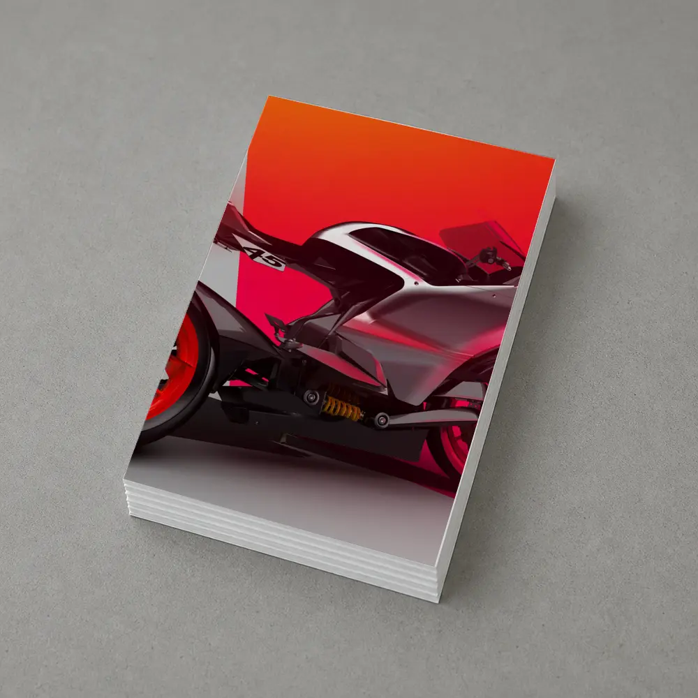 Red Sport Bike Concept Art Bold Background – Postcards