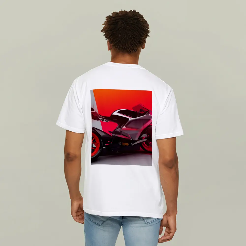 Red Sport Bike Concept Art Bold Background – T-Shirts
