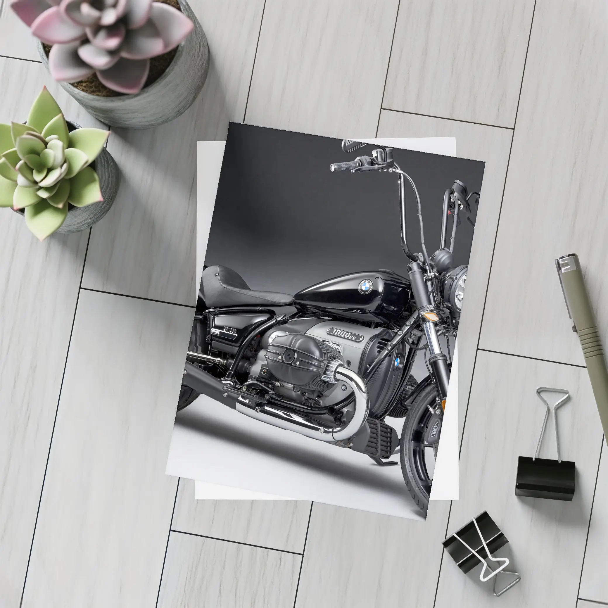 BMW R18 Black Cruiser Motorcycle Studio Shot – Postcards