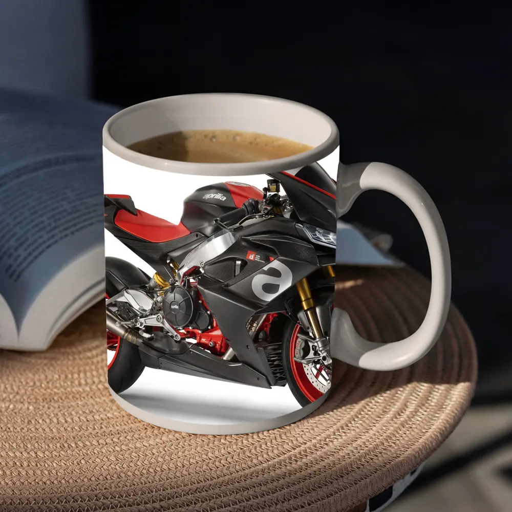 Aprilia Superbike Carbon Red White Background – Mugs