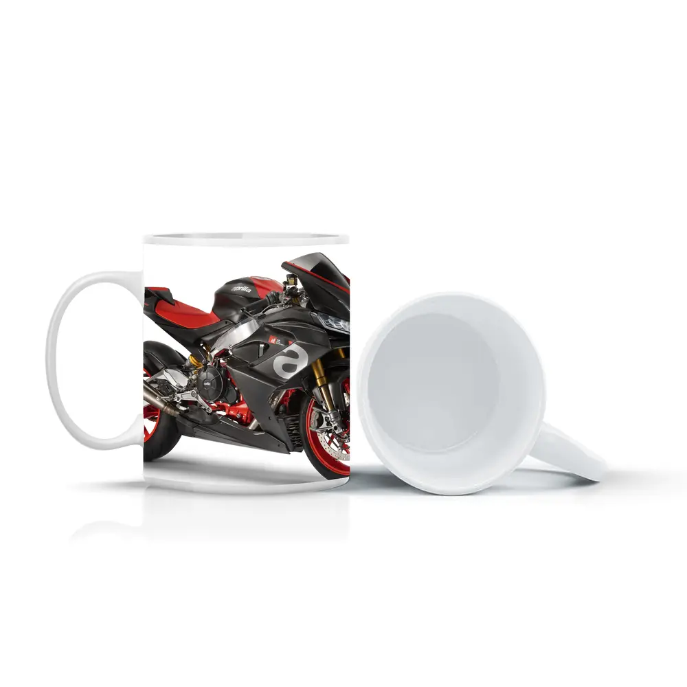 Aprilia Superbike Carbon Red White Background – Mugs