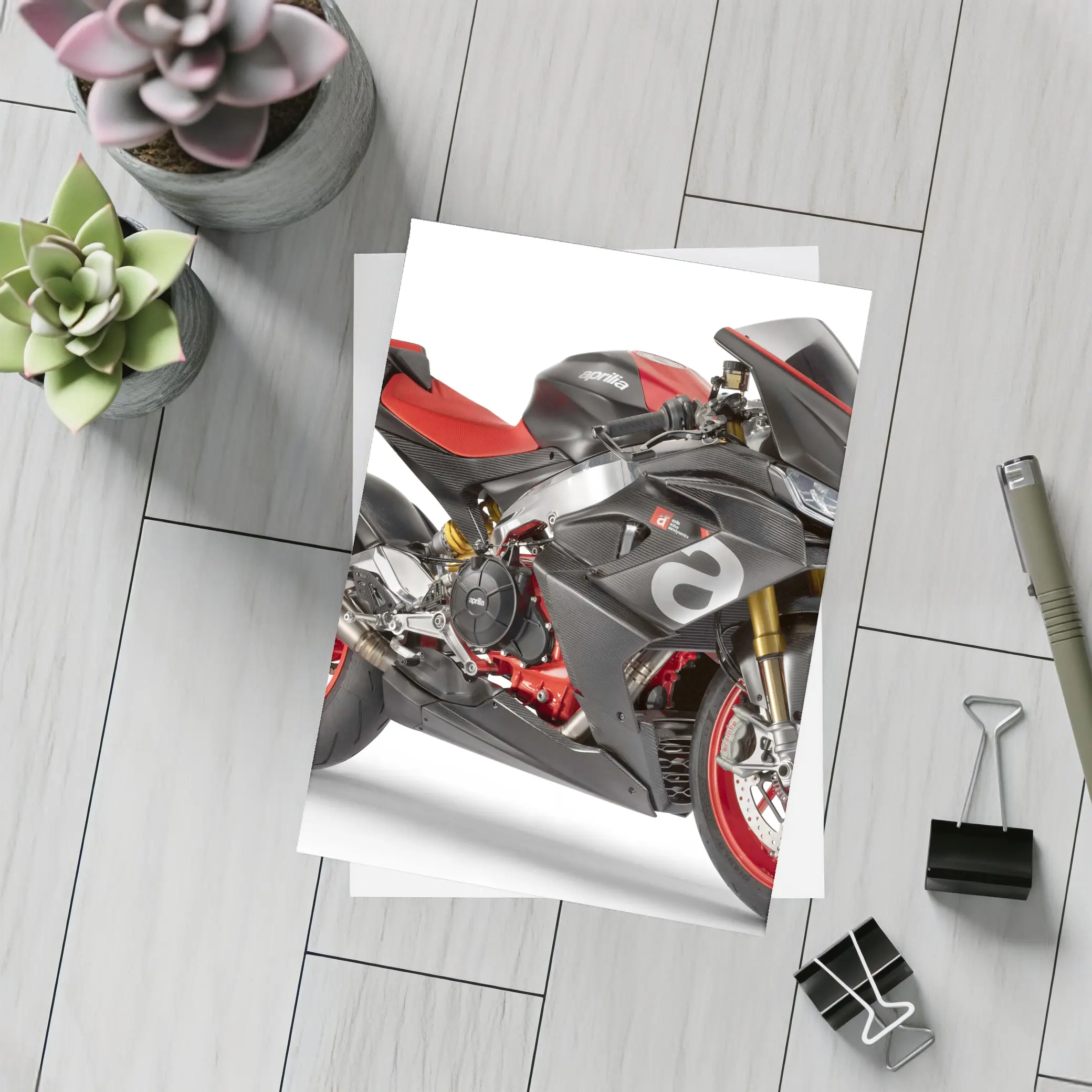 Aprilia Superbike Carbon Red White Background – Postcards