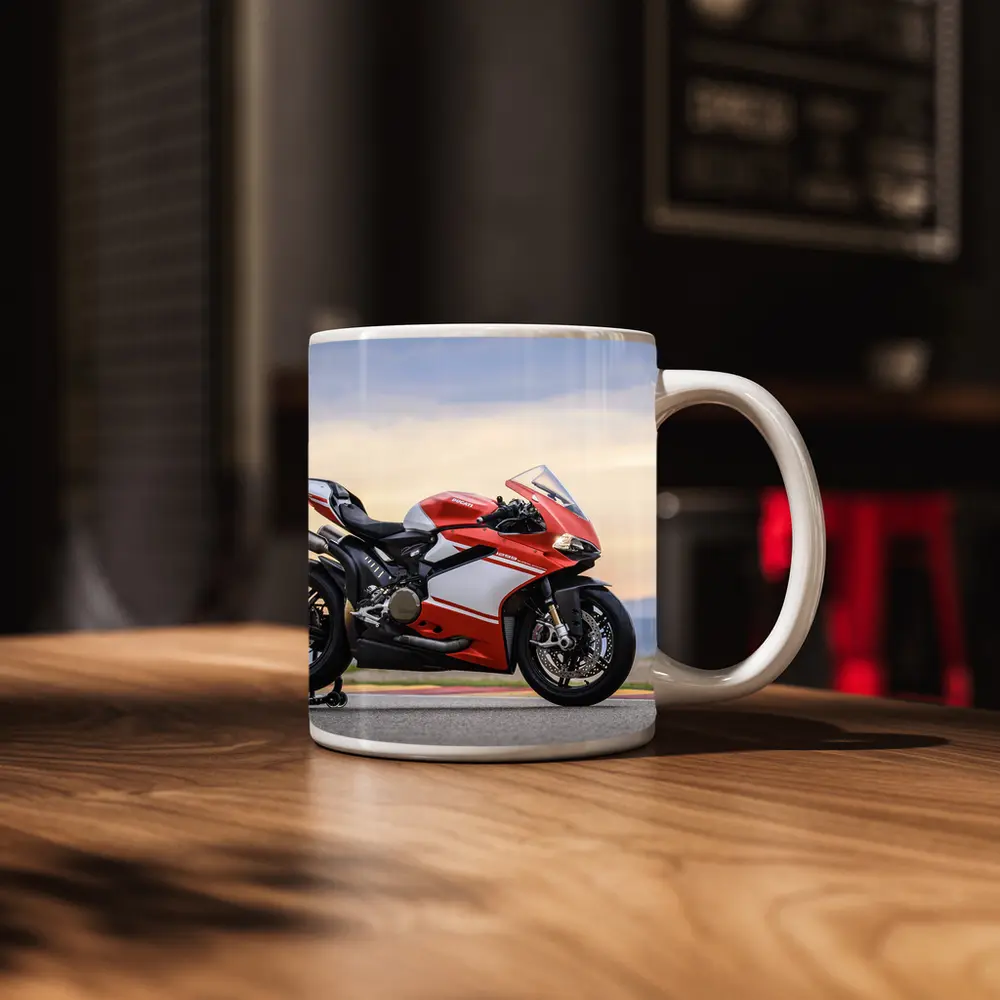 Ducati Superbike Red on Race Track – Mugs