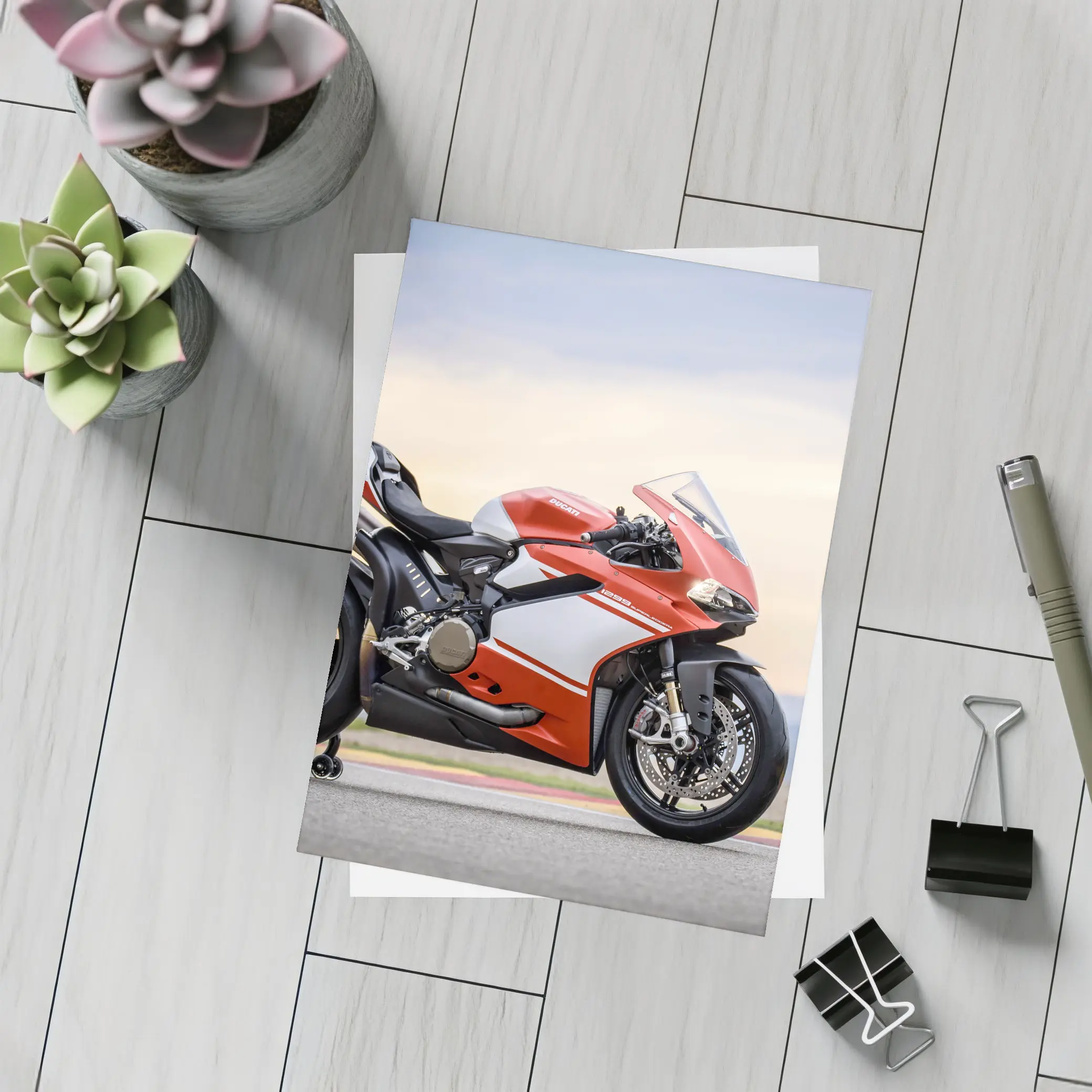 Ducati Superbike Red on Race Track – Postcards