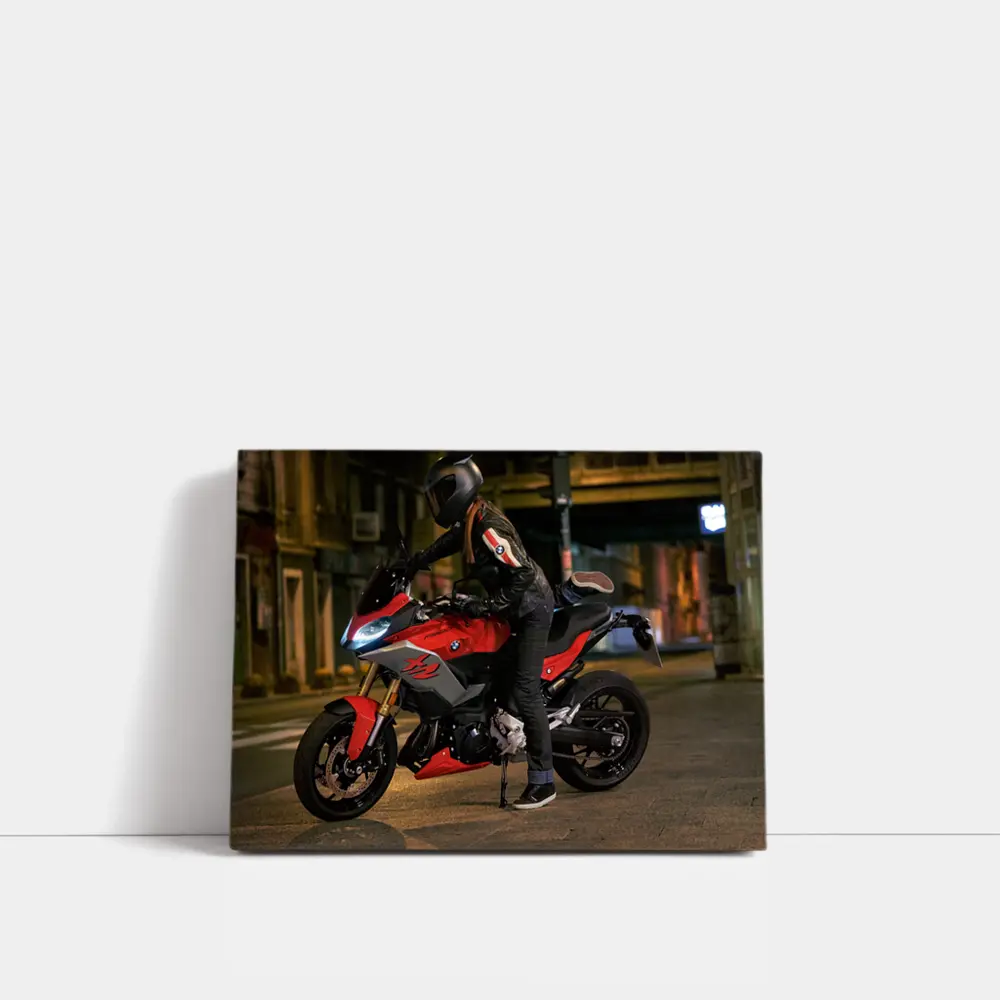 BMW Motorcycle Rider Night City Street – Wall Art