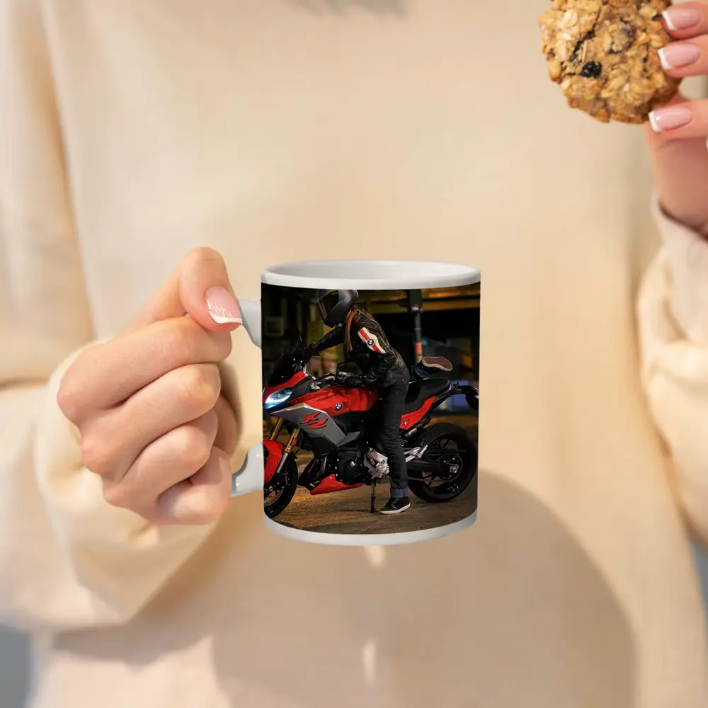 BMW Motorcycle Rider Night City Street – Mugs