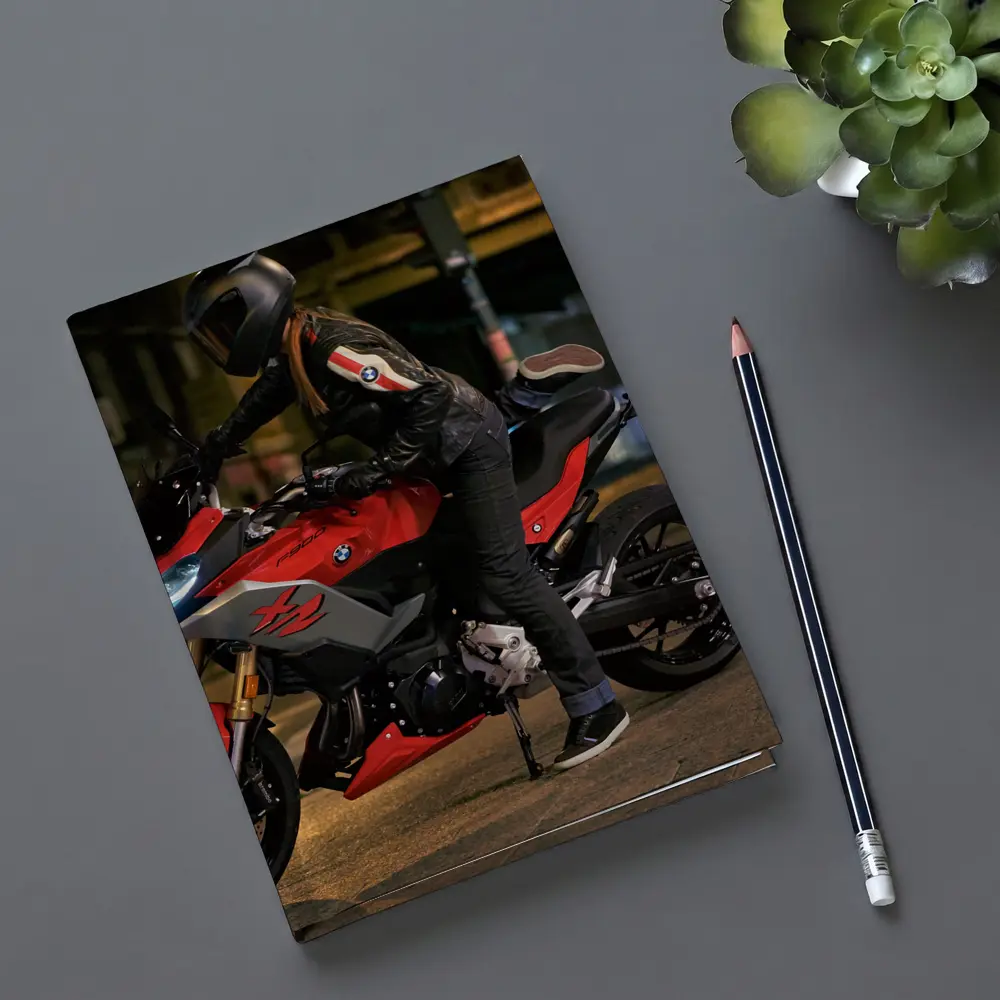 BMW Motorcycle Rider Night City Street – Notebooks