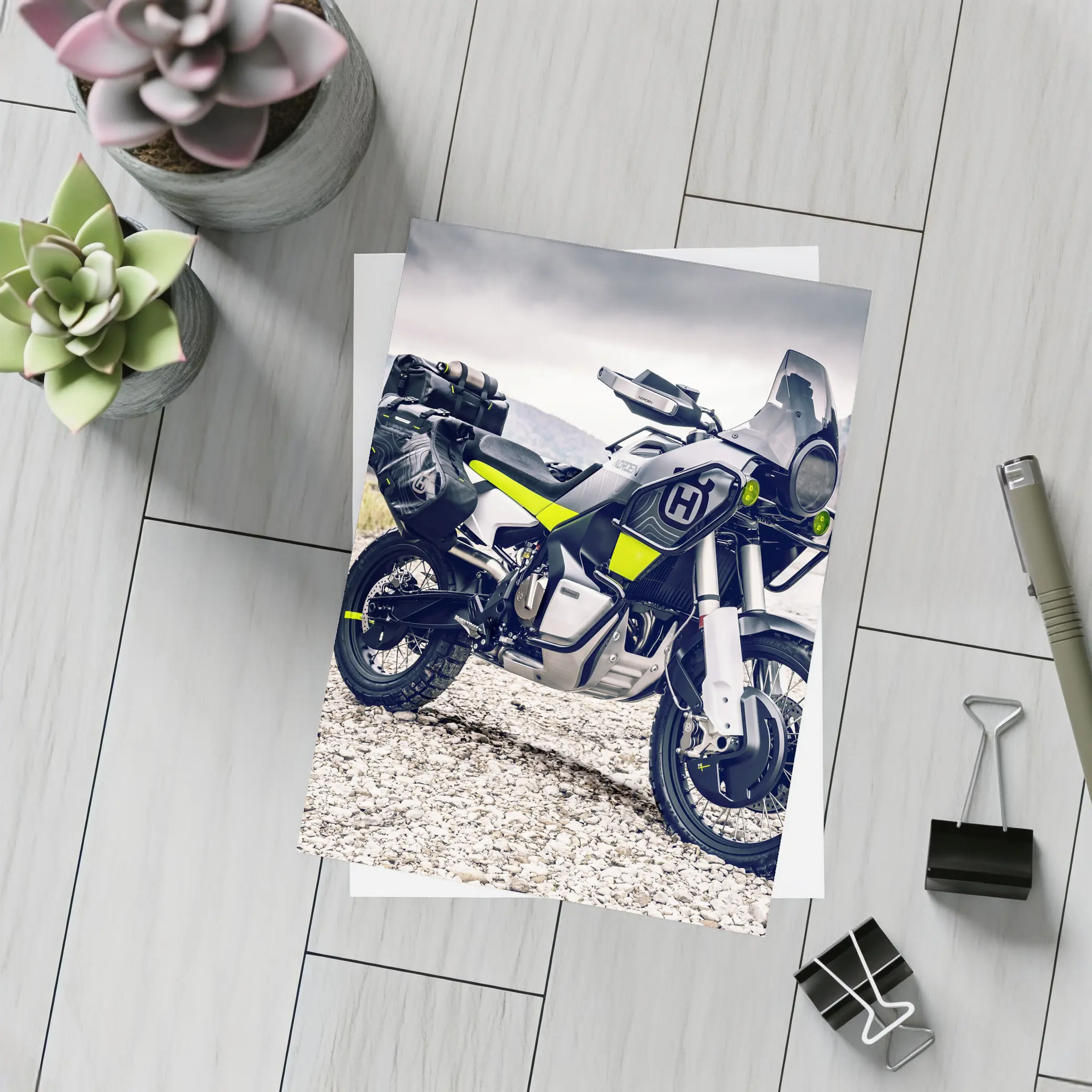 Husqvarna Adventure Motorcycle Rocky Mountain Riverbed – Postcards