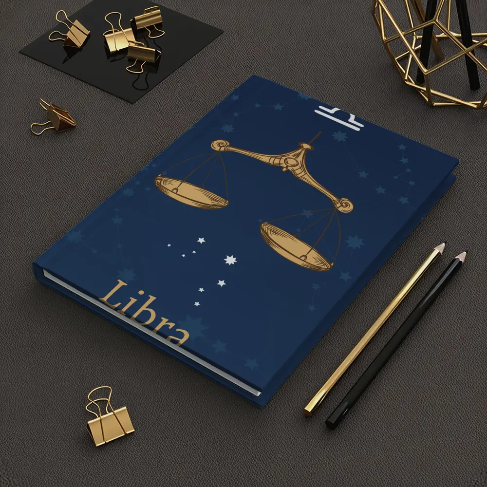 Libra Zodiac Sign Gold Scales Blue – Notebooks