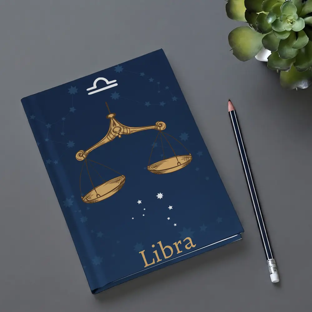 Libra Zodiac Sign Gold Scales Blue – Notebooks