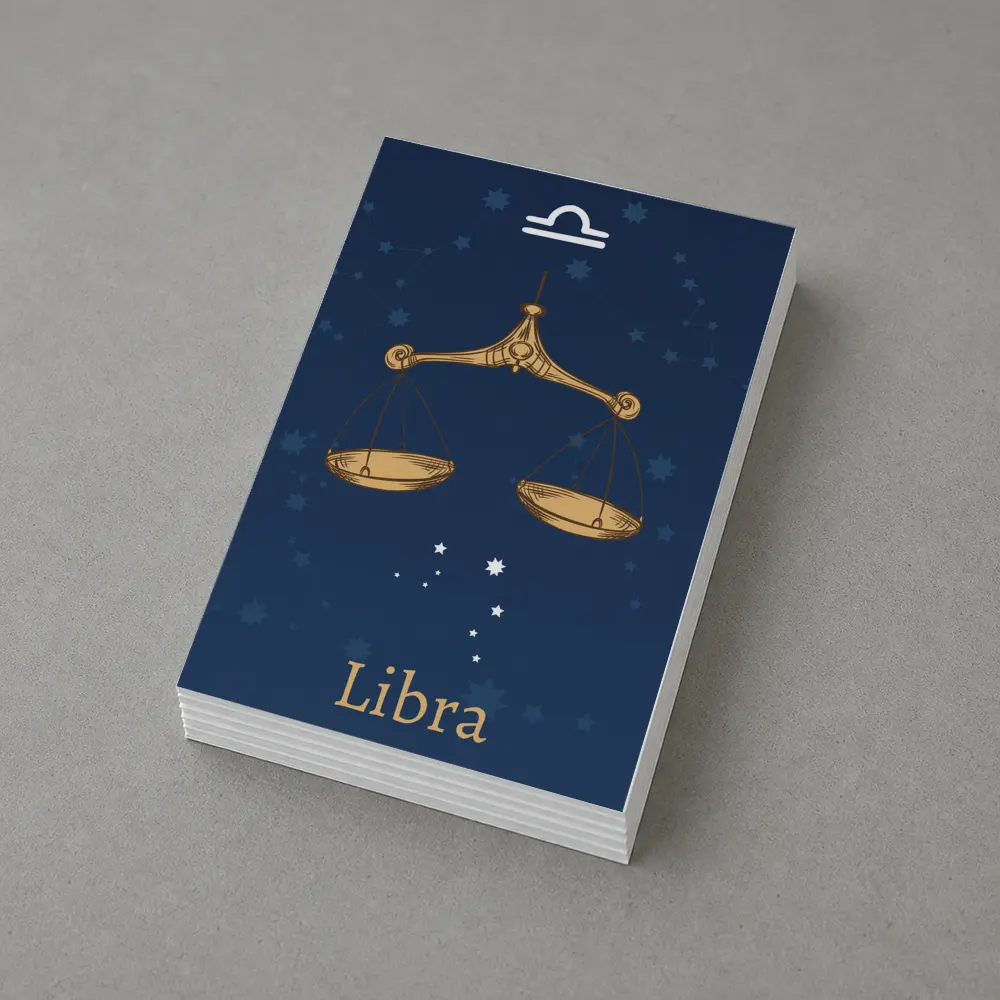 Libra Zodiac Sign Gold Scales Blue – Postcards