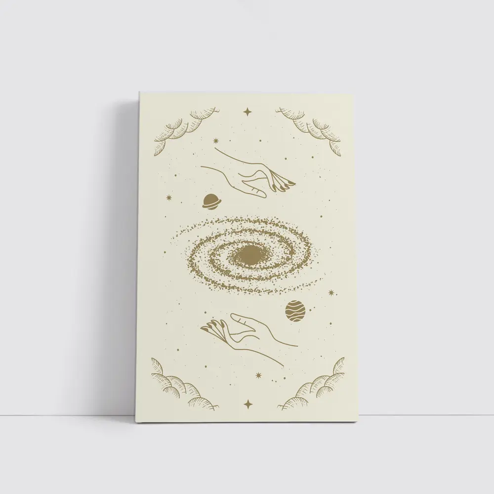 Celestial Hands Galaxy Space Boho Beige Art – Wall Art