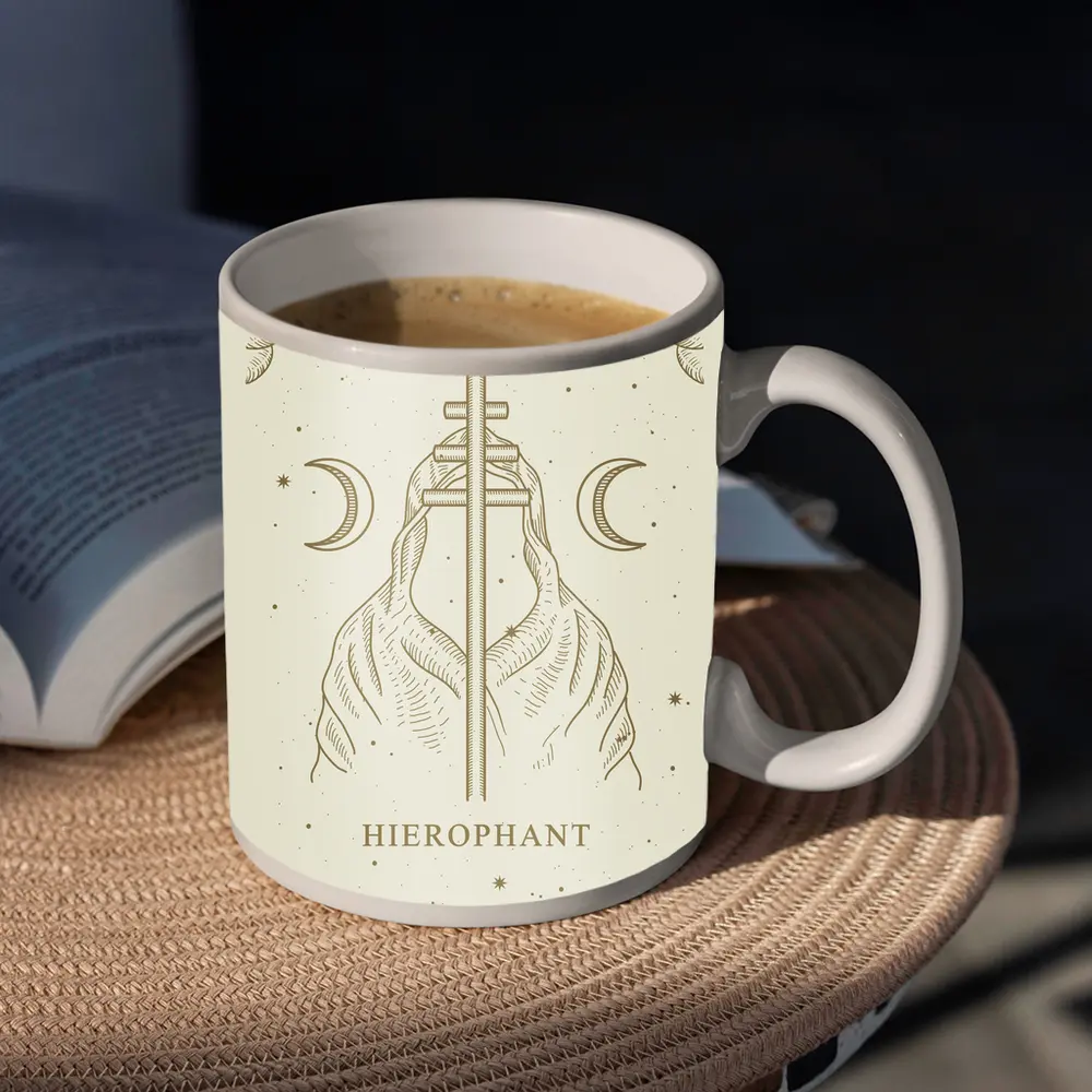 Hierophant Tarot Card Mystical Celestial Art – Mugs