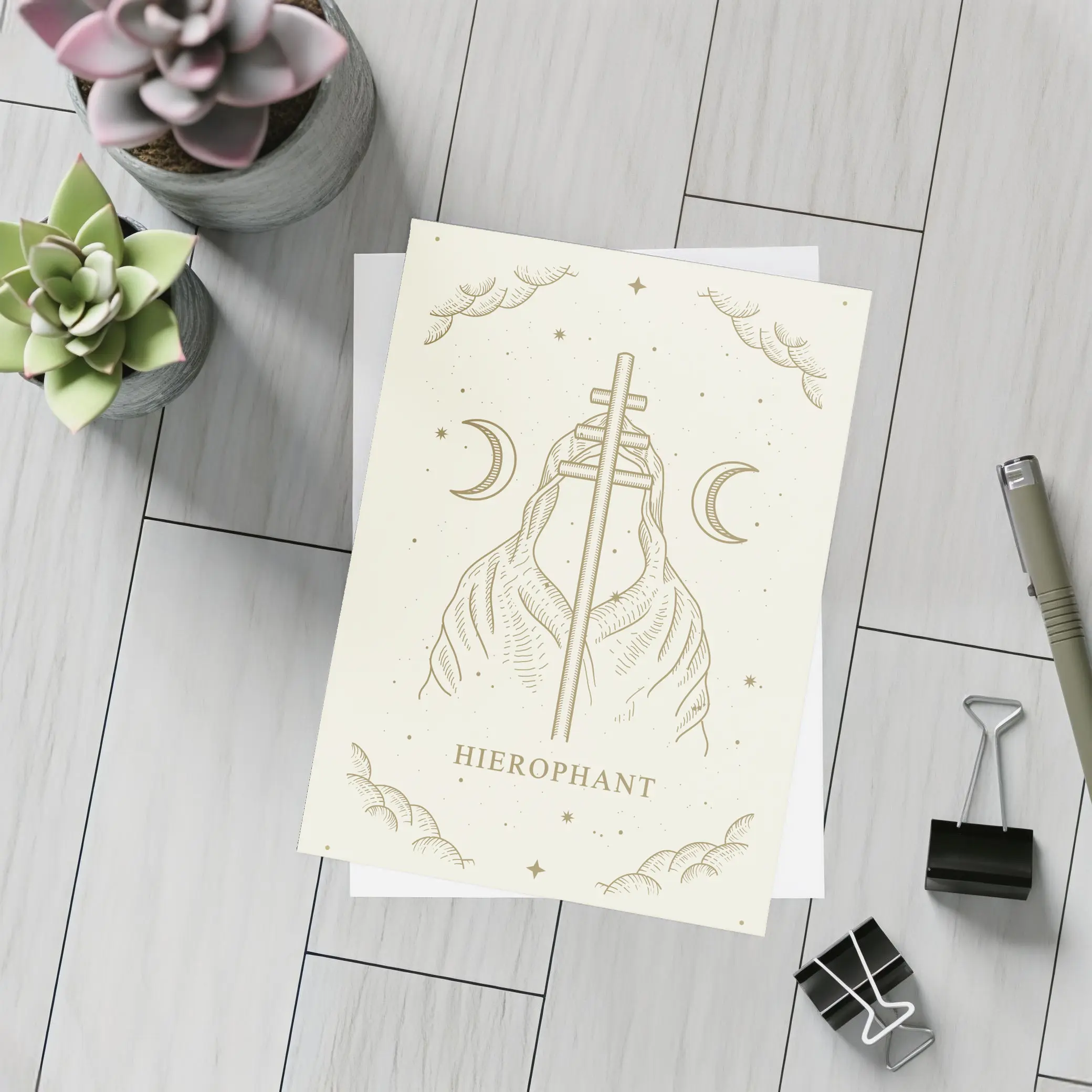 Hierophant Tarot Card Mystical Celestial Art – Postcards