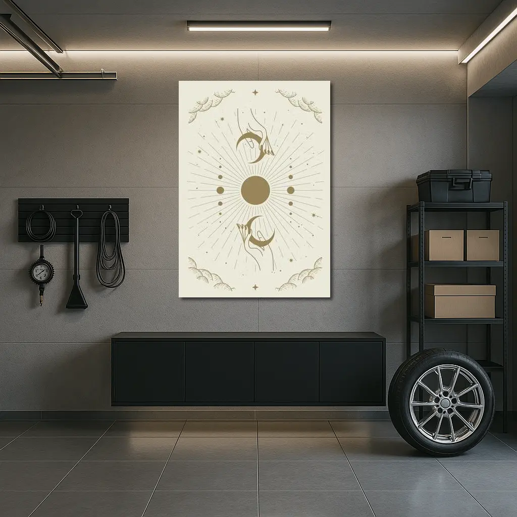 Celestial Hands Moon Sun Boho Gold Art – Wall Art