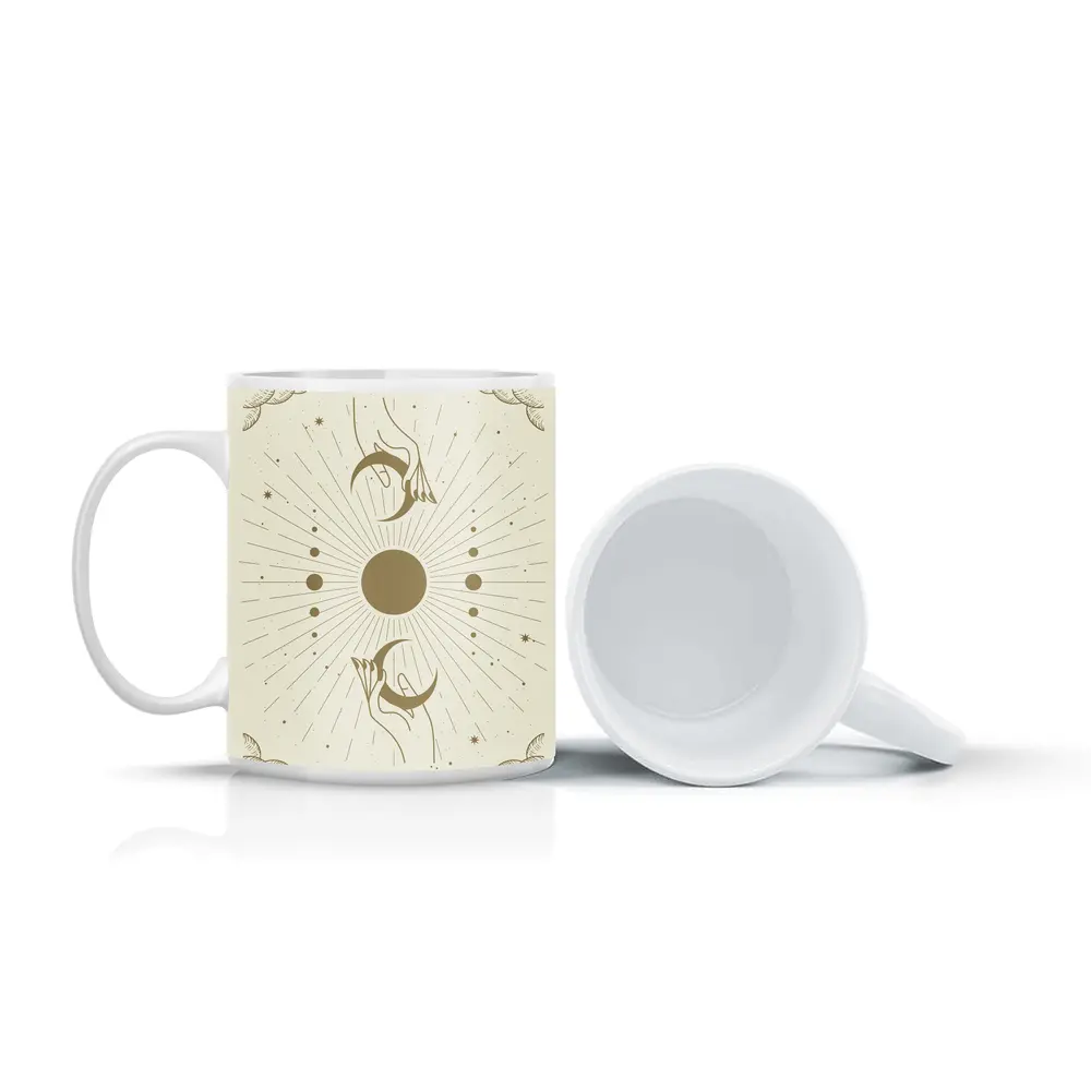 Celestial Hands Moon Sun Boho Gold Art – Mugs