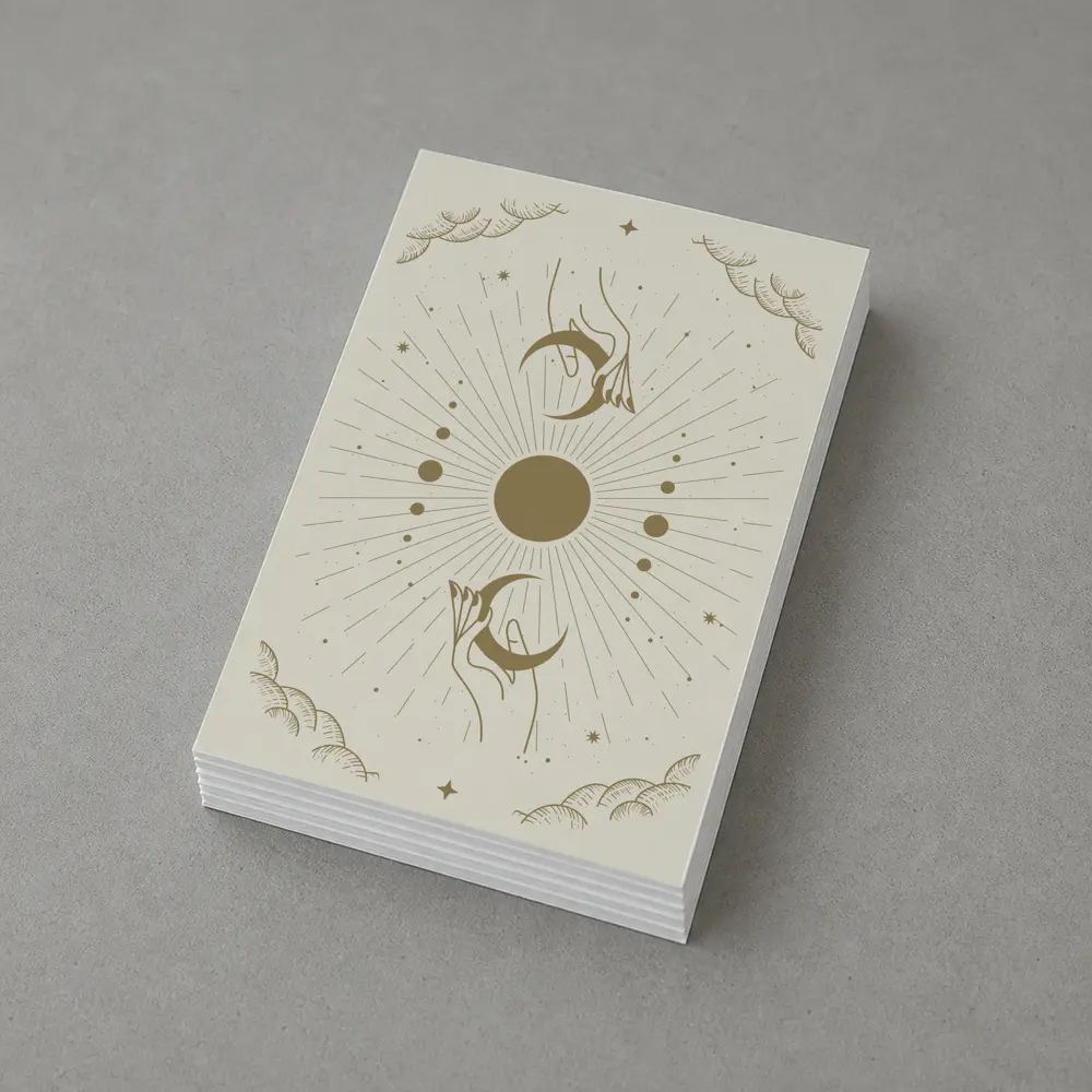 Celestial Hands Moon Sun Boho Gold Art – Postcards