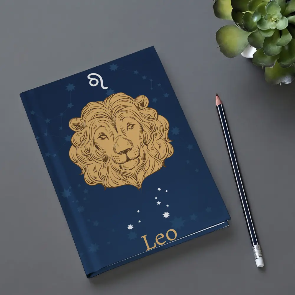 Leo Zodiac Lion Portrait Dark Blue Stars – Notebooks
